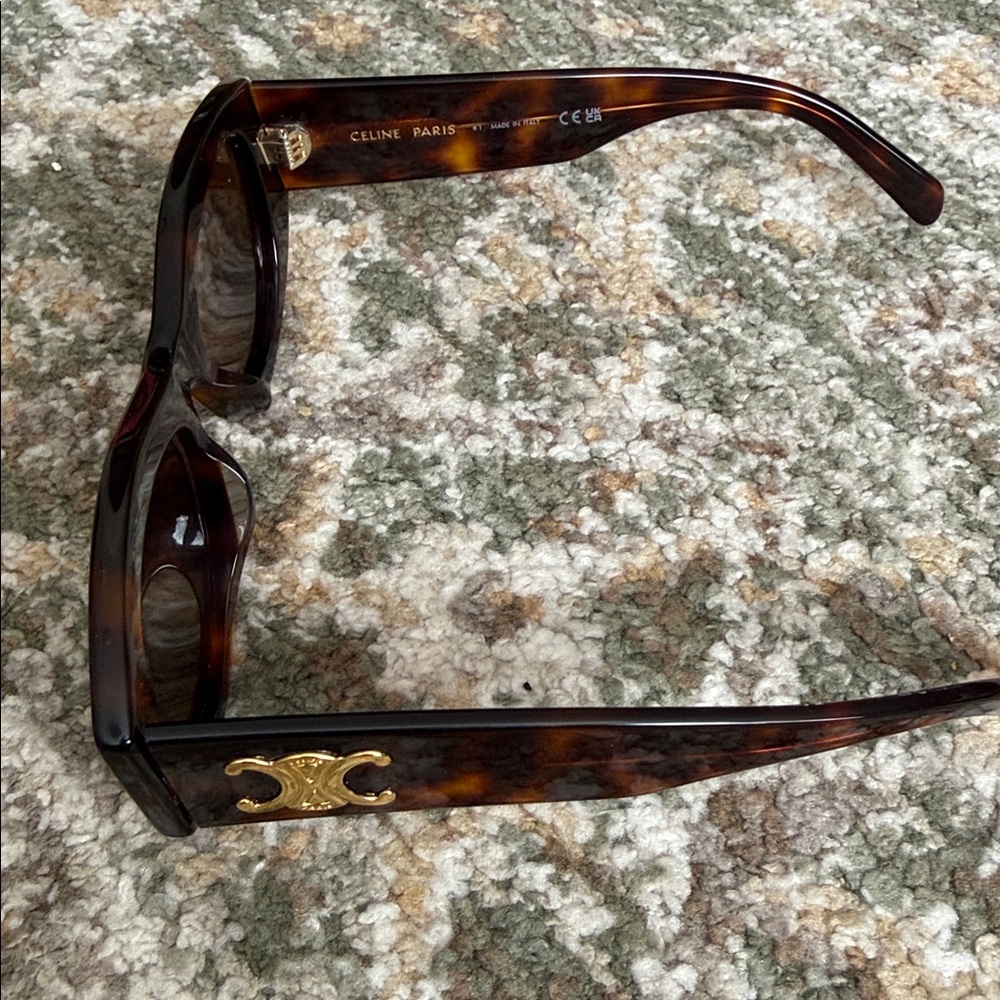 Celine Triomphe 55MM Geometric Havana Brown Sunglasses - Picture 7 of 7